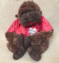 Dan Dee Wild Thing Plush Gorilla In Red Moto Jacket Adhesive Paws Stuffed Animal - £11.86 GBP