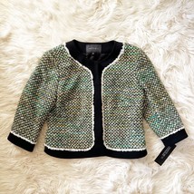 NEW $698 Lafayette 148 Blazer Jacket Wool Blend Tweed Boucle Green Sz 6 Metallic - £145.94 GBP