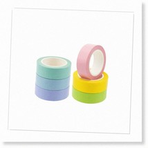 Colorful Magic Tape Set - 6 Rolls of Assorted Washi Tape for Packaging, Decor Jo - £21.85 GBP