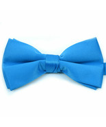 Boy&#39;s 1.5&quot; Poly Satin Banded Bow Ties - Teal - £5.44 GBP