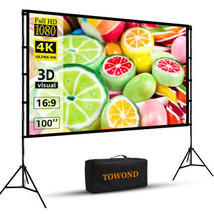 Projector Screen with Stand, Towond 100 inch Outdoor Projector Screen Po... - £194.79 GBP