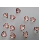 12 Heart Shaped Pink Rose Translucent Glass Cabochons 9mm Vintage NOS 1950s - £9.30 GBP