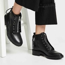 Rag &amp; Bone Cannon Combat Zipper Boots in Black Leather Size 7 US 37 EU NEW - $280.00
