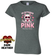 Breast Cancer Awareness In October We Wear Pink Women Cat TShirt Charity Donater - £20.25 GBP