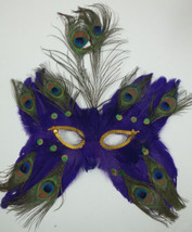 Purple Butterfly Feather Mask Masquerade Mardi Gras - £7.74 GBP