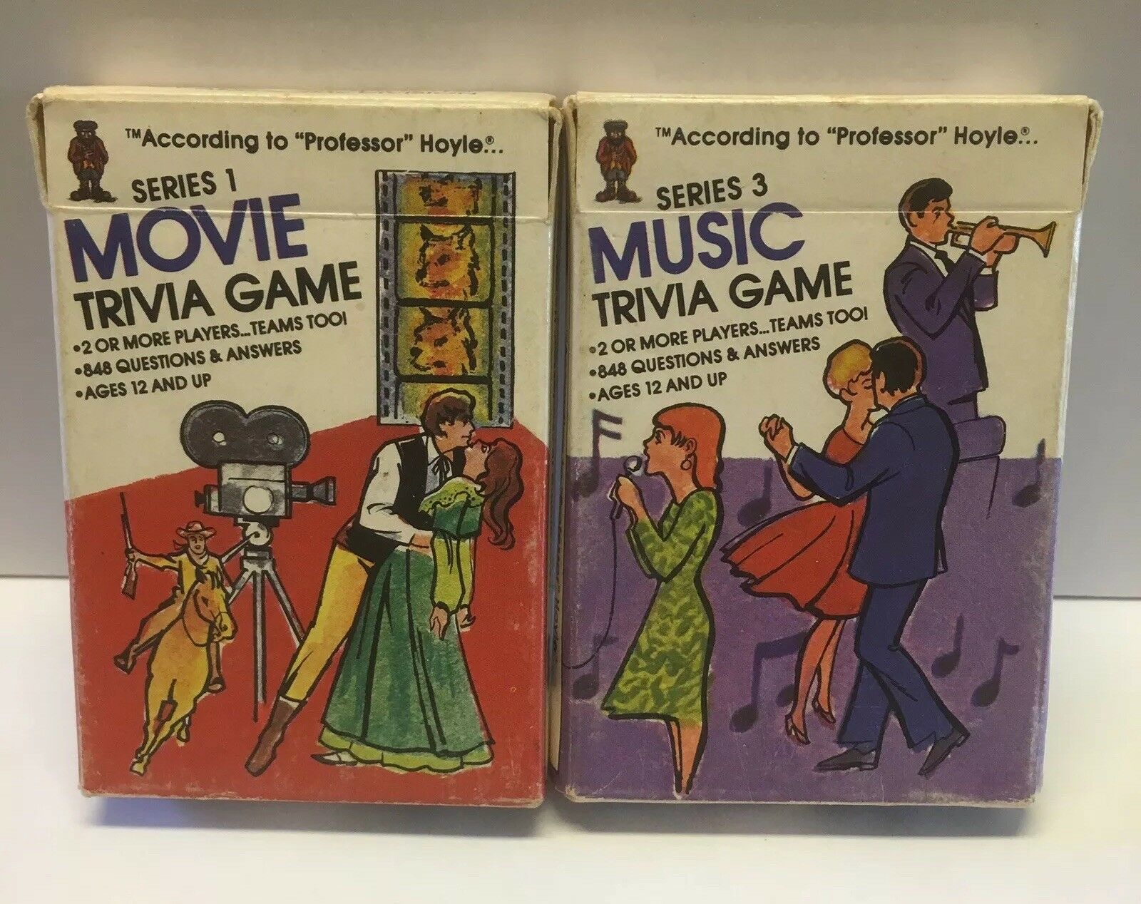 2 Vtg Prof Hoyle Pocket Trivia Card Games Movie Music Series 1 and 3 Hoyle's '84 - $9.79