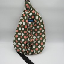 Kavu Rope Sling Bag Crossbody 17&quot; Backpack Polka Dot Green Pink White Adjustable - £20.08 GBP