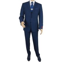 Mens Renoir 3 Piece Vested Suit Glenn Plaid Notch Lapel Business 278-2 Navy Blue image 2