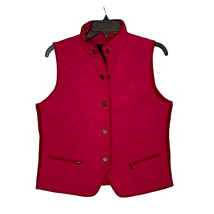 Talbots Petites Womens Quilted Vest Size SP Pink Snap Button Front Pockets - $23.75
