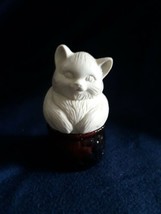 Vtg Avon Field Flowers Empty Cream Sachet Bottle Glass White Kitty Cat On Jar - £7.59 GBP