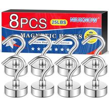 8 Pack Magnetic Hooks 25 Lbs Strong Neodymium for Hanging Grill Fridge C... - $11.13