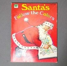 Christmas Coloring Book Whitman Vintage 1969 Santa&#39;s Follow The Colors Light Use - $19.80