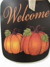 Fall Thanksgiving Harvest WELCOME Mason Jar Pumpkins Wall Sign Door Plaq... - $17.81