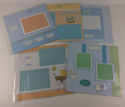 Scrapbook Lot Completed Pages 12x12 Baby Boy Blue Nursery Protective Sle... - $21.73