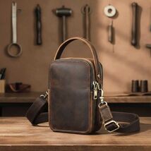 Leather Men's Crossbody Bag, Vintage Small Shoulder Phone Bag, Designer ... - $62.00