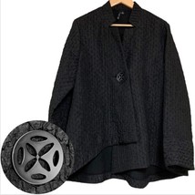 Classic Black Lightweight Crinkle Glitter Cape Jacket Medium by JJ Fall - £21.67 GBP
