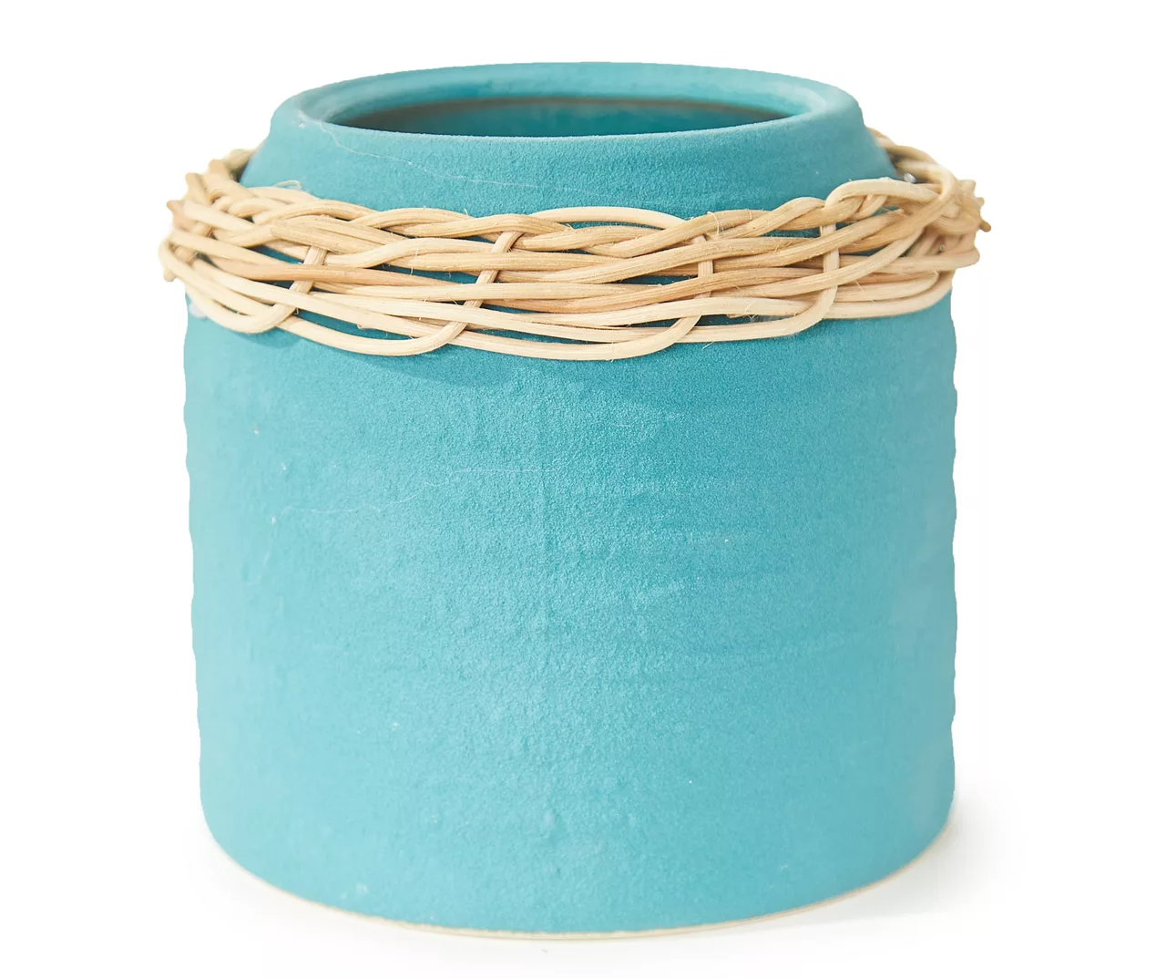 NEW Teal Bamboo Weave Textured Ceramic Planter Gardening Flower Pot 6 x 5.5 in - £8.02 GBP