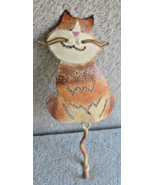 Cat Wall Hanging Metal Kitty Painted Key Bag Hook Lightweight Brown Home... - £5.04 GBP