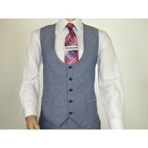 Men 3pc European Vested Suit WESSI  JVALINTIN Slim Fit JV22 Sky Blue One Button image 8