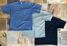 Lot of 3 CHEROKEE Mens Short Sleeve Pocket Tee's-Black-Cotton-T Shirt-M - $20.62