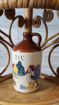 Oil Cruet Blue Rooster Brown jug  Farmhouse Country Kitchen Relco Barn Japan 5&quot; - £7.93 GBP