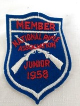 Vintage 1958 NRA Junior Member Blue Shield Cross Rifle Wool Felt Patch - $22.91