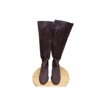 Miss Me? Shoe Womens 8 Eggplant Purple Faux Suede Knee High Zip Up Heel Boots - £16.32 GBP