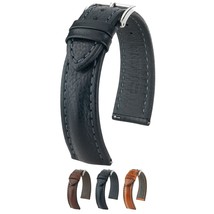 Hirsch Lucca Leather Watch Strap - Brown - L - 20mm / 18mm - Shiny Silver Buckle - £124.29 GBP