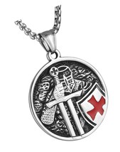 Stainless Steel Knights Templar Cross Shield Pendant - $47.83