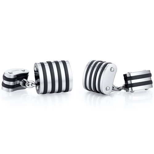 Titanium Black Stripe Chain Style Cufflinks - £47.95 GBP