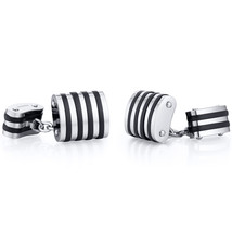Titanium Black Stripe Chain Style Cufflinks - £47.81 GBP