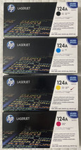 HP 124A Black Cyan Magenta Yellow Toner Cartridges Q6000A Q6001A Q6002A Q6003A - £235.35 GBP