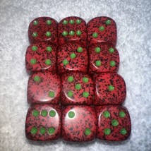 Chessex Strawberry Speckled Dice 12-pc Set (all 6-Sided Dice) - £8.17 GBP