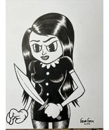 Sexy Goth Girl Monster  Horror Original Art Copic Marker Drawing By Fran... - £29.80 GBP