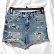 Fashion Nova Cooper Shorts Woman Extra Small Blue Distressed Hi Rise Den... - £11.43 GBP