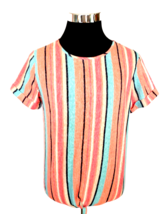 Kim &amp; Cami Pullover Top Women&#39;s Size Large Multicolor Striped Cotton/Polyester - £11.68 GBP