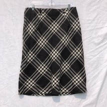 Jones New York Size 10 Black White Plaid Pencil Skirt 100% Wool Vintage - £23.73 GBP