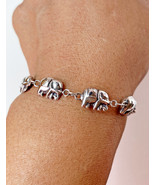 Silver Asian Elephant Bracelet, Elephant Link Chain, 925 Sterling Chain ... - £26.37 GBP