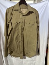 Vtg Named Marine USMC Button Up Shirt Military Khaki Long Sleeve - £23.52 GBP