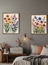 Wall Art Print Set of 2 Watercolor Wildflower Floral Botanicints  Wall A... - $56.91 MXN