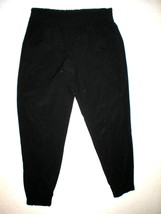 New Womens Athleta Jogger Pants 10 Black Casual Pockets Silky Ruched Wai... - $78.21