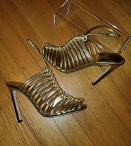 Gucci Gladiator Stiletto Gold Disco Sandals Shoes 36.5 - $795.00
