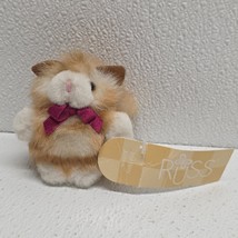 Russ Itty Bitty Kitties Orange Kitty Cat 3&quot; Mini Plush Wearing Red Bow W... - $12.54