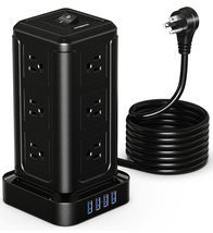 NVEESHOX Power Strip Surge Protector Tower with 12 Outlets 4 USB Ports, 10ft Lon - £33.73 GBP