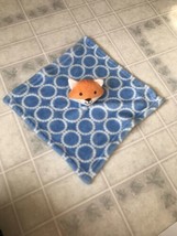 HB Hudson Baby Lovey Fox Blue Circles Security Blanket Soft Plush - $13.54