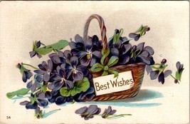 Best Wishes Embossed Floral Basket Postcard PC115 - £3.90 GBP