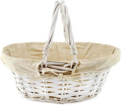 Cornucopia Wicker Basket With Handles (White-Painted), For, 13 X 10 X 6 Inches - £31.90 GBP