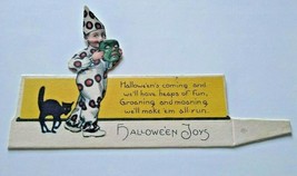 Halloween Diecut Place Card Clown Boy Nash Weird Green Face Black Cat Vintage - £53.93 GBP