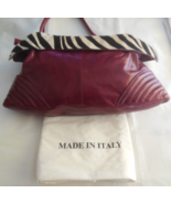 Roberta Gandolfi Genuine Maroon leather &amp; Fur Handbag Made in Italy W/Du... - $116.75 CAD
