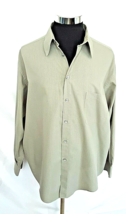 Claiborne Dress Shirt Men&#39;s Size X- Large  17.5 Olive Green Checks button front - £14.38 GBP